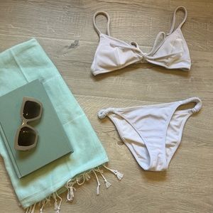 White velour scrunch bikini top- super on trend and 90s style